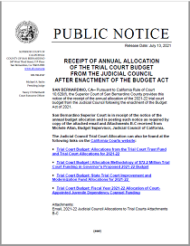 Receipt of Annual Allocation of the Trial Court Budget